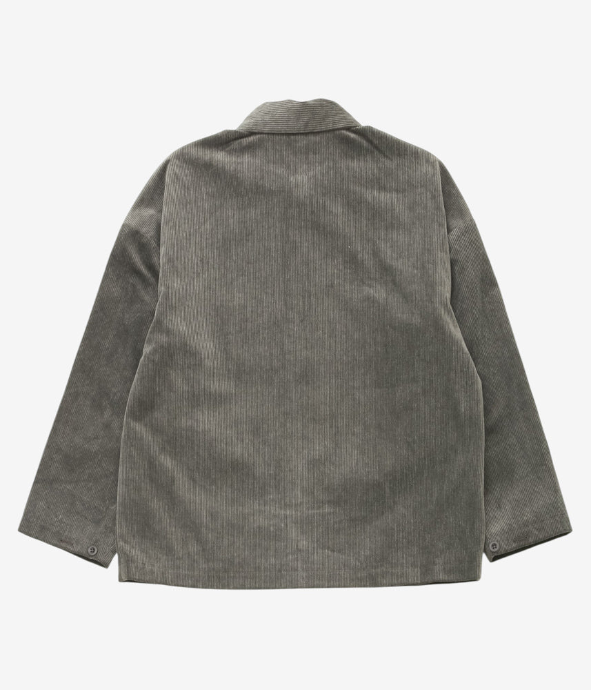 EVAN KINORI ''FIELD SHIRT TWO | CARBON DYED CORDUROY'' (CHARCOAL)
