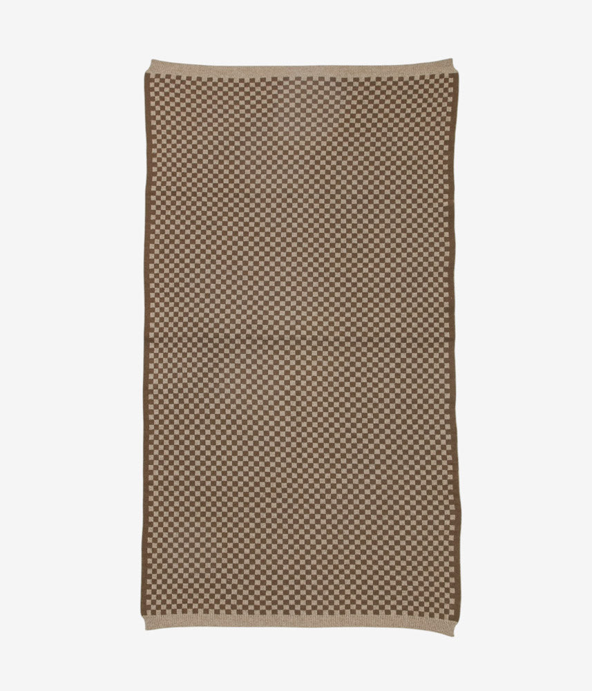 EVAN KINORI ''KNIT SCARF | UNDYED YAK WOOL '' (LIGHT BROWN/DARK BROWN)