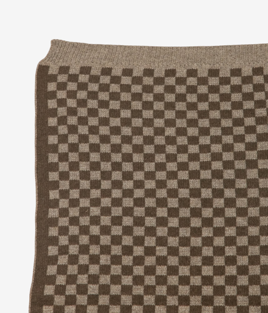 EVAN KINORI ''KNIT SCARF | UNDYED YAK WOOL '' (LIGHT BROWN/DARK BROWN)