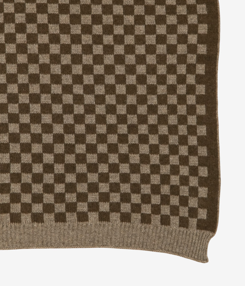 EVAN KINORI ''KNIT SCARF | UNDYED YAK WOOL '' (LIGHT BROWN/DARK BROWN)