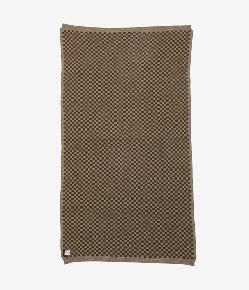 EVAN KINORI ''KNIT SCARF | UNDYED YAK WOOL '' (LIGHT BROWN/DARK BROWN)