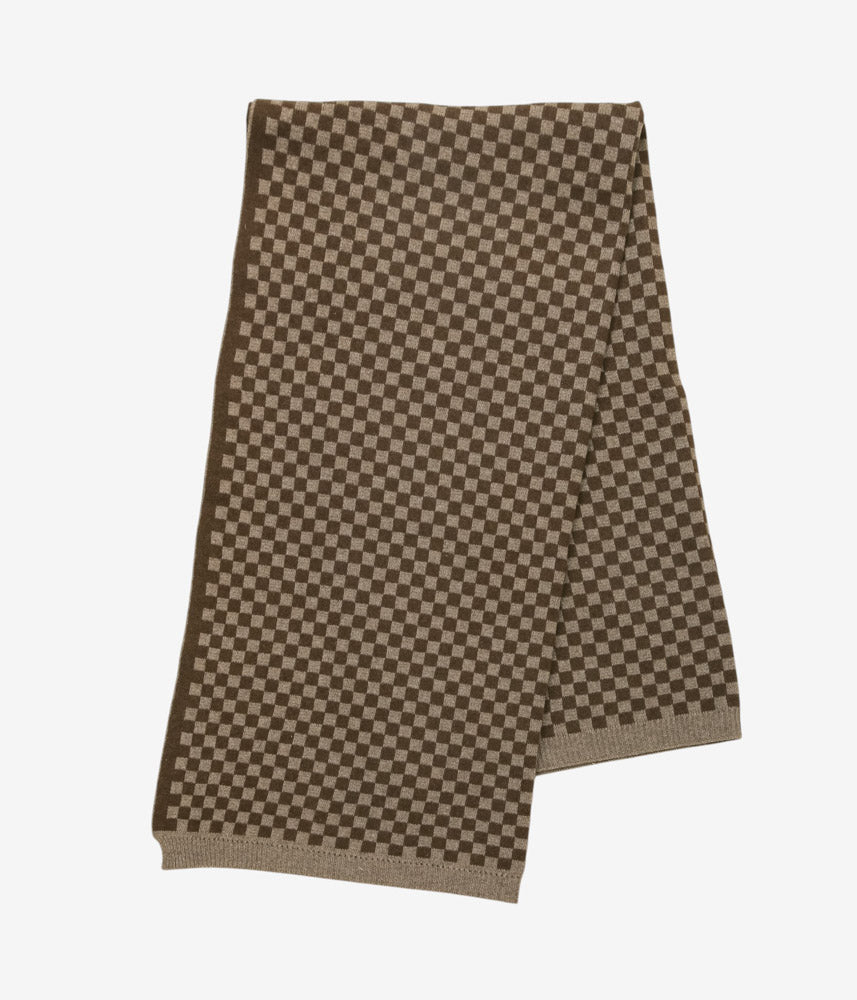 EVAN KINORI ''KNIT SCARF | UNDYED YAK WOOL '' (LIGHT BROWN/DARK BROWN)