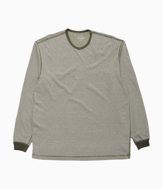 EVAN KINORI ''LONG SLEEVE TEE - STRIPED COTTON / HEMP'' (TAUPE / NATURAL)