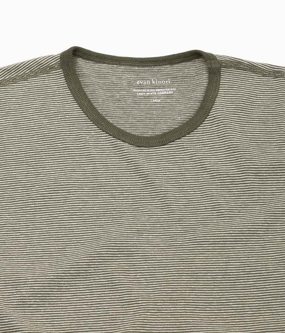 EVAN KINORI ''LONG SLEEVE TEE - STRIPED COTTON / HEMP'' (TAUPE