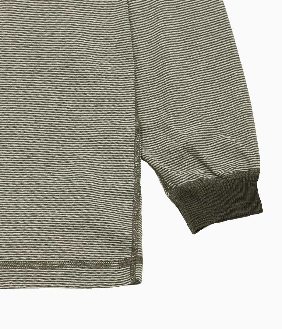 EVAN KINORI ''LONG SLEEVE TEE - STRIPED COTTON / HEMP'' (TAUPE