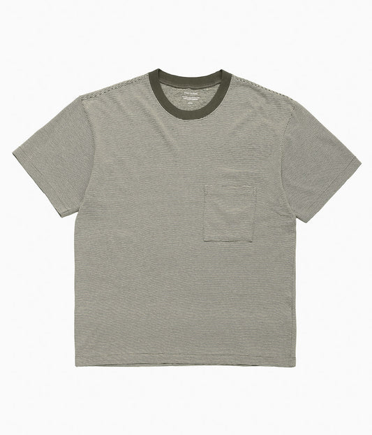 EVAN KINORI ''POCKET TEE - STRIPED COTTON / HEMP'' (TAUPE / NATURAL)
