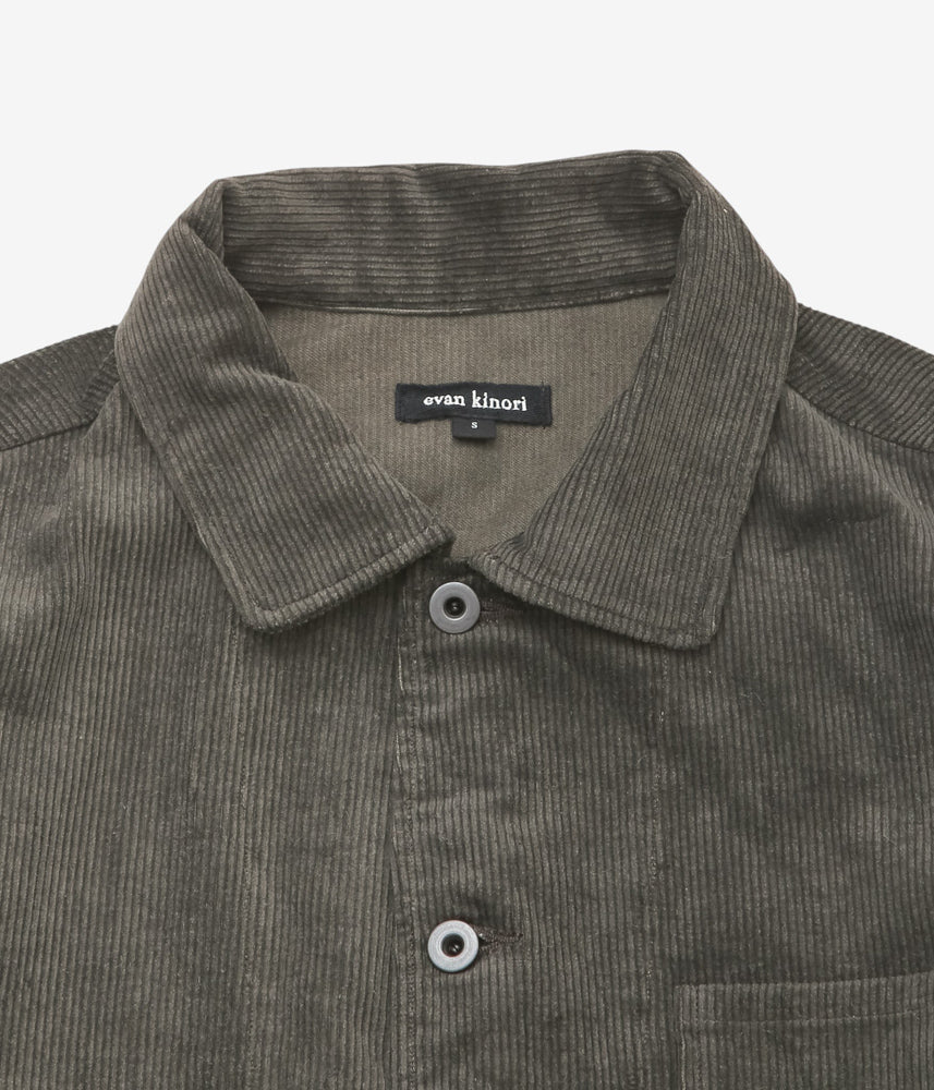 EVAN KINORI ''THREE POCKET JACKET | CARBON DYED CORDUROY'' (CHARCOAL)
