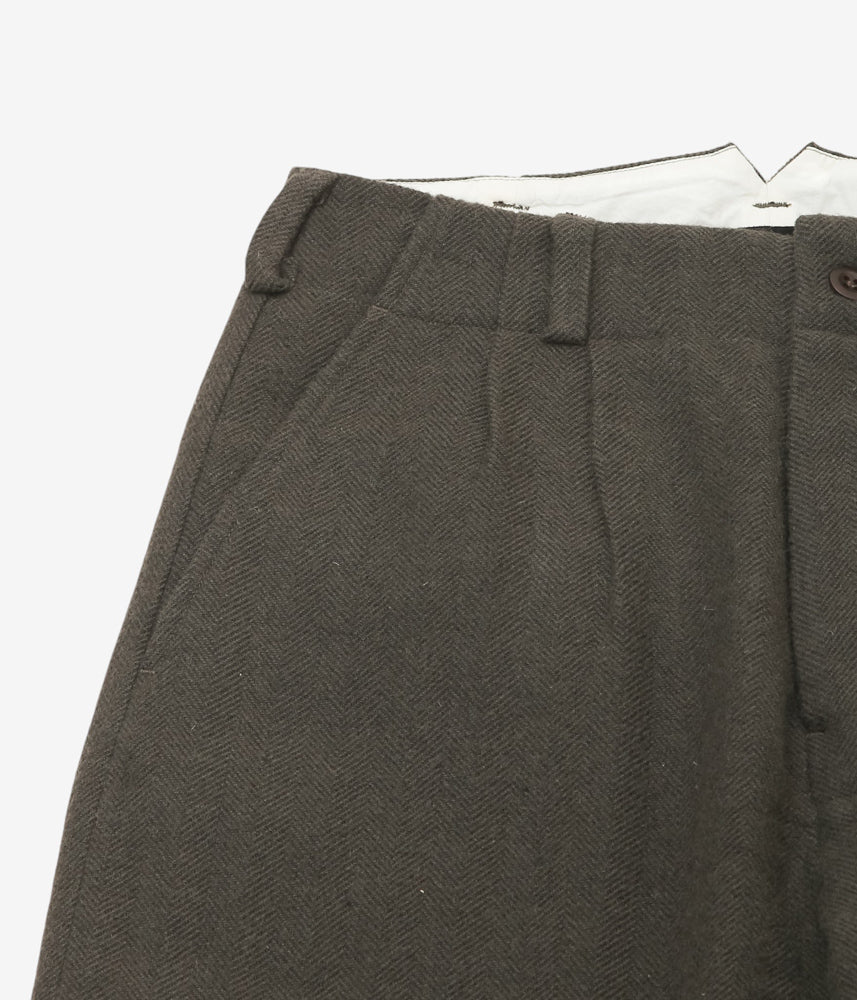 에반 키노리 ''TWO PLEAT PANT | HVY. WOOL/LIN H-BONE'' (다크 올리브)