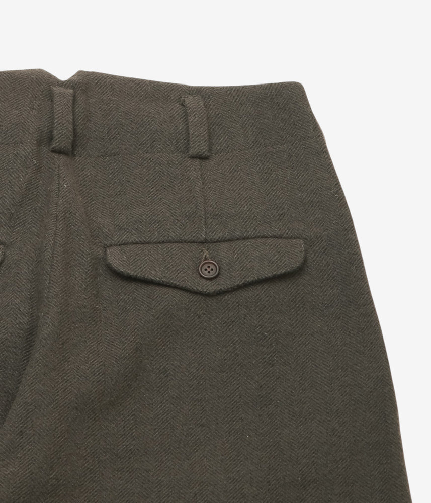에반 키노리 ''TWO PLEAT PANT | HVY. WOOL/LIN H-BONE'' (다크 올리브)