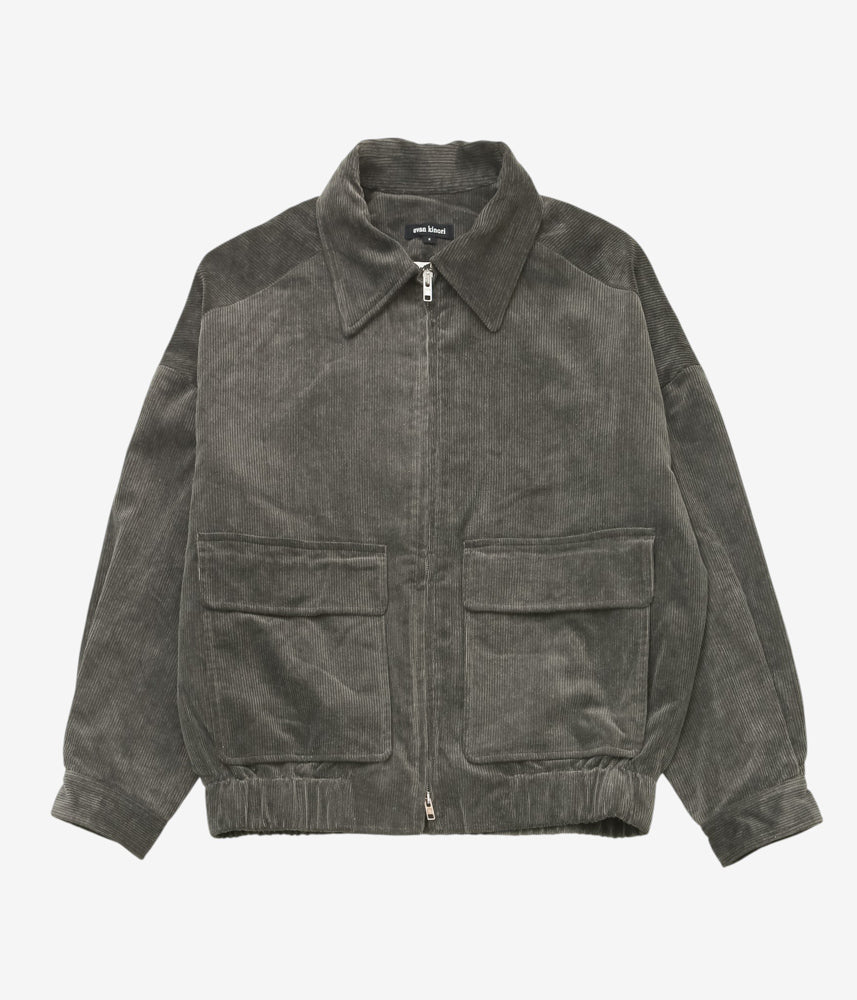 EVAN KINORI ''ZIP JACKET TWO | CARBON DYED CORDUROY'' (CHARCOAL)