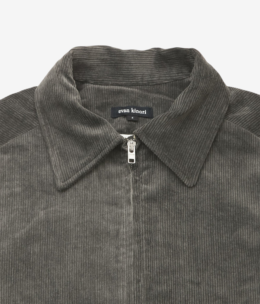 EVAN KINORI ''ZIP JACKET TWO | CARBON DYED CORDUROY'' (CHARCOAL)