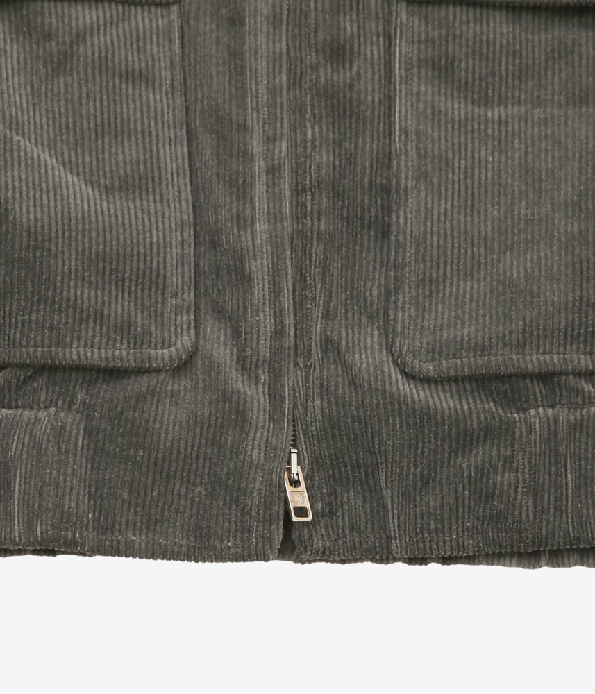 EVAN KINORI ''ZIP JACKET TWO | CARBON DYED CORDUROY'' (CHARCOAL)