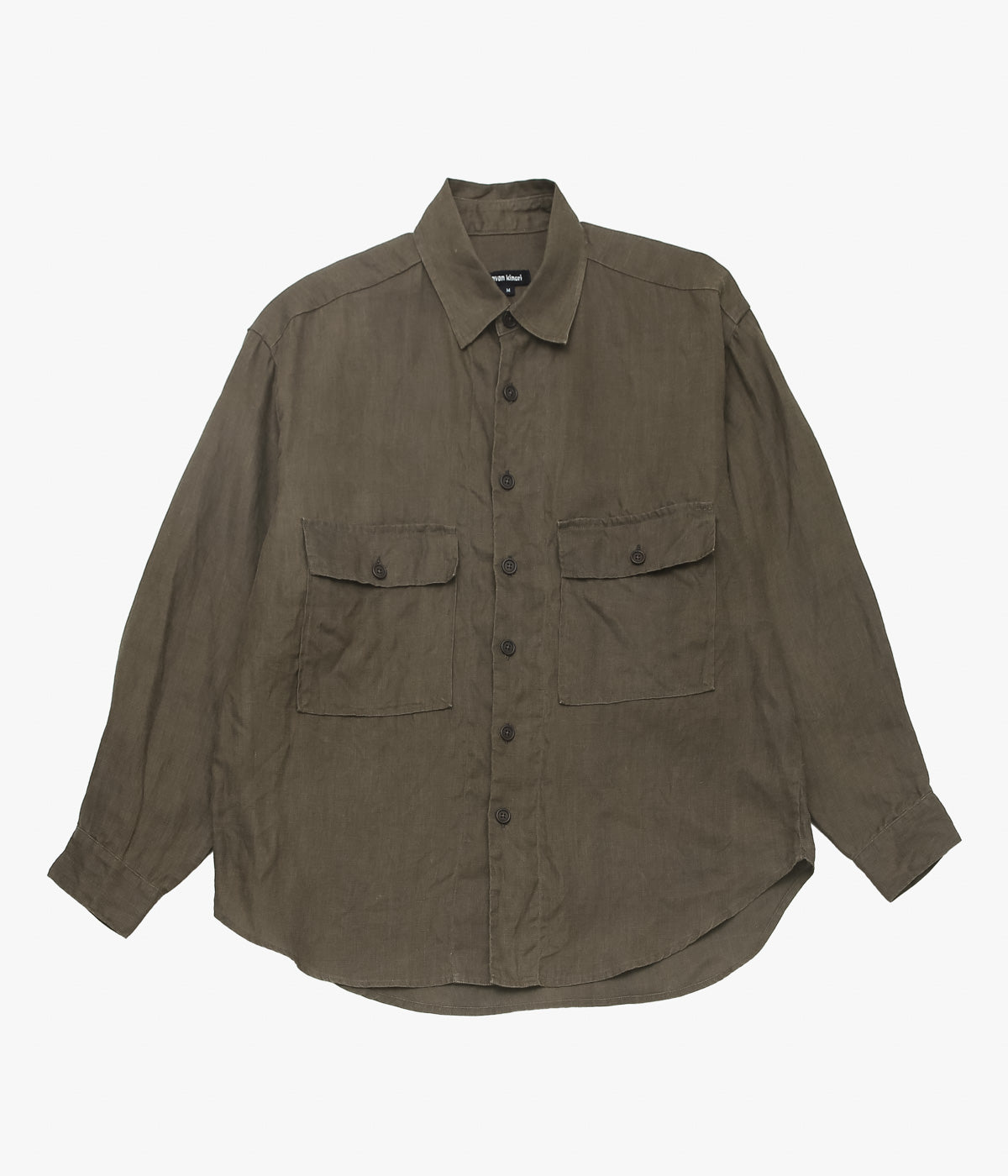 EVAN KINORI "BIG SHIRT | SUMI INK HEMP TWILL" (DARK OLIVE)
