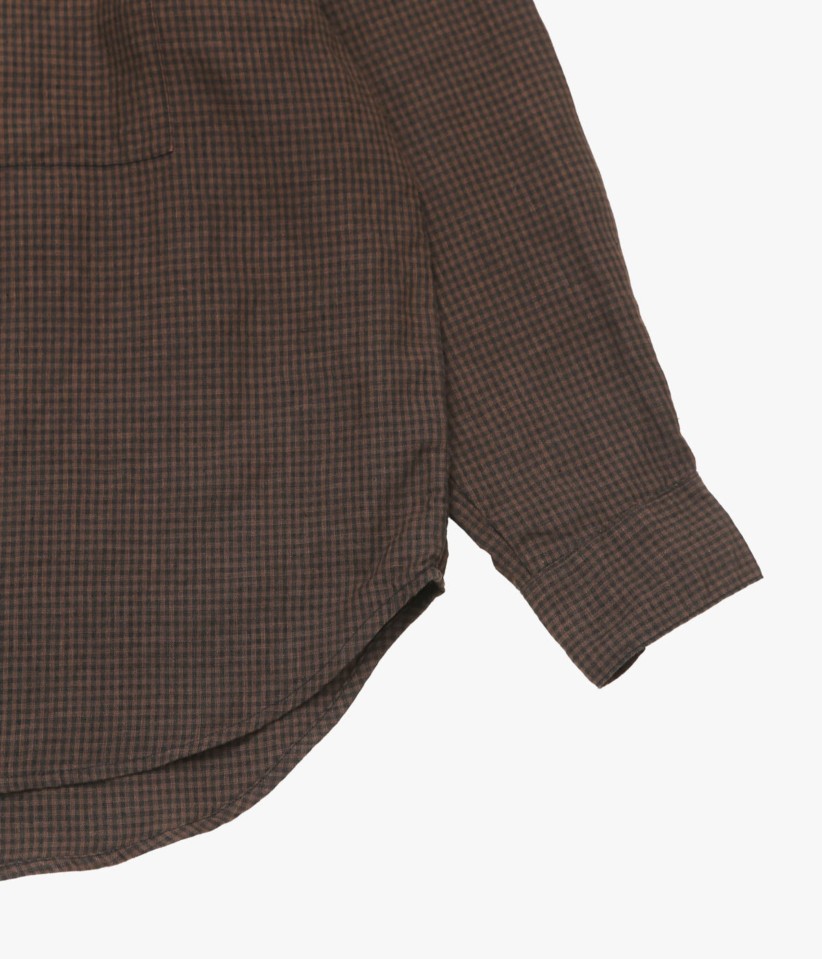 EVAN KINORI "BIG SHIRT TWO | OVERDYED LINEN CHECK" (BROWN/BLACK | LOGWOOD)