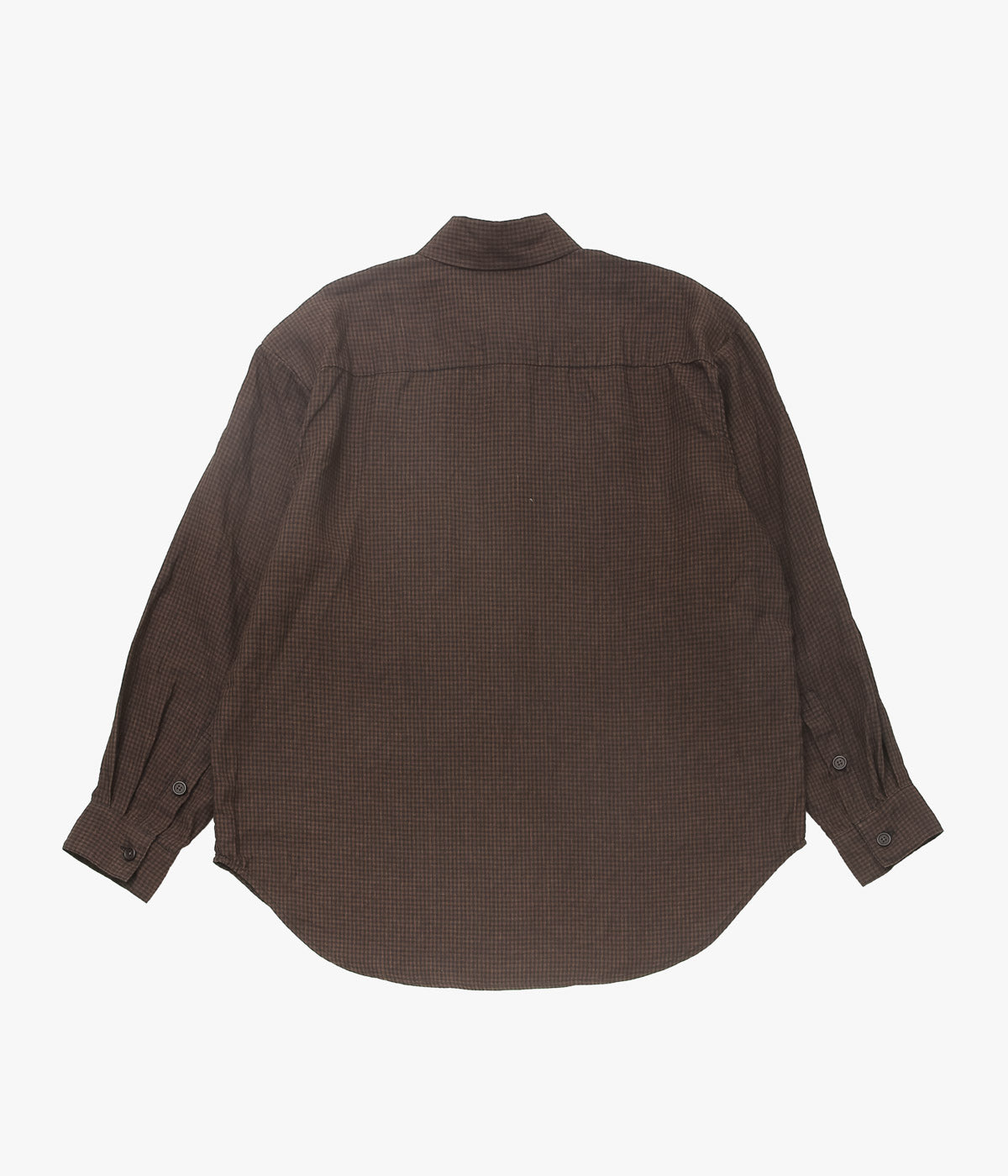 EVAN KINORI "BIG SHIRT TWO | OVERDYED LINEN CHECK" (BROWN/BLACK | LOGWOOD)