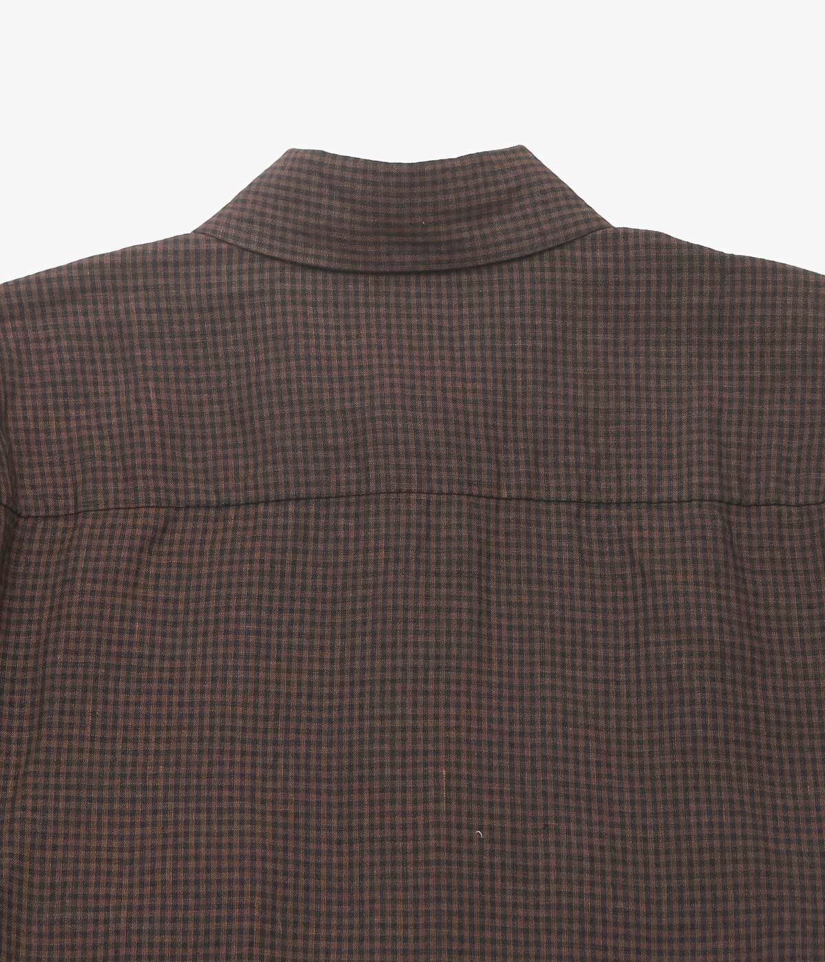 EVAN KINORI "BIG SHIRT TWO | OVERDYED LINEN CHECK" (BROWN/BLACK | LOGWOOD)
