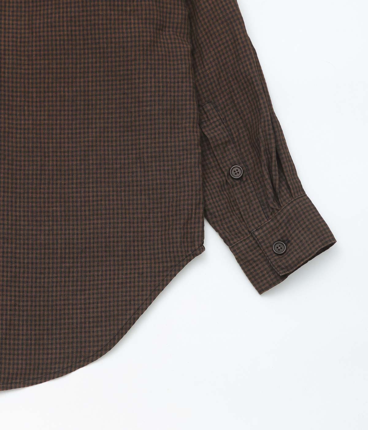 EVAN KINORI "BIG SHIRT TWO | OVERDYED LINEN CHECK" (BROWN/BLACK | LOGWOOD)