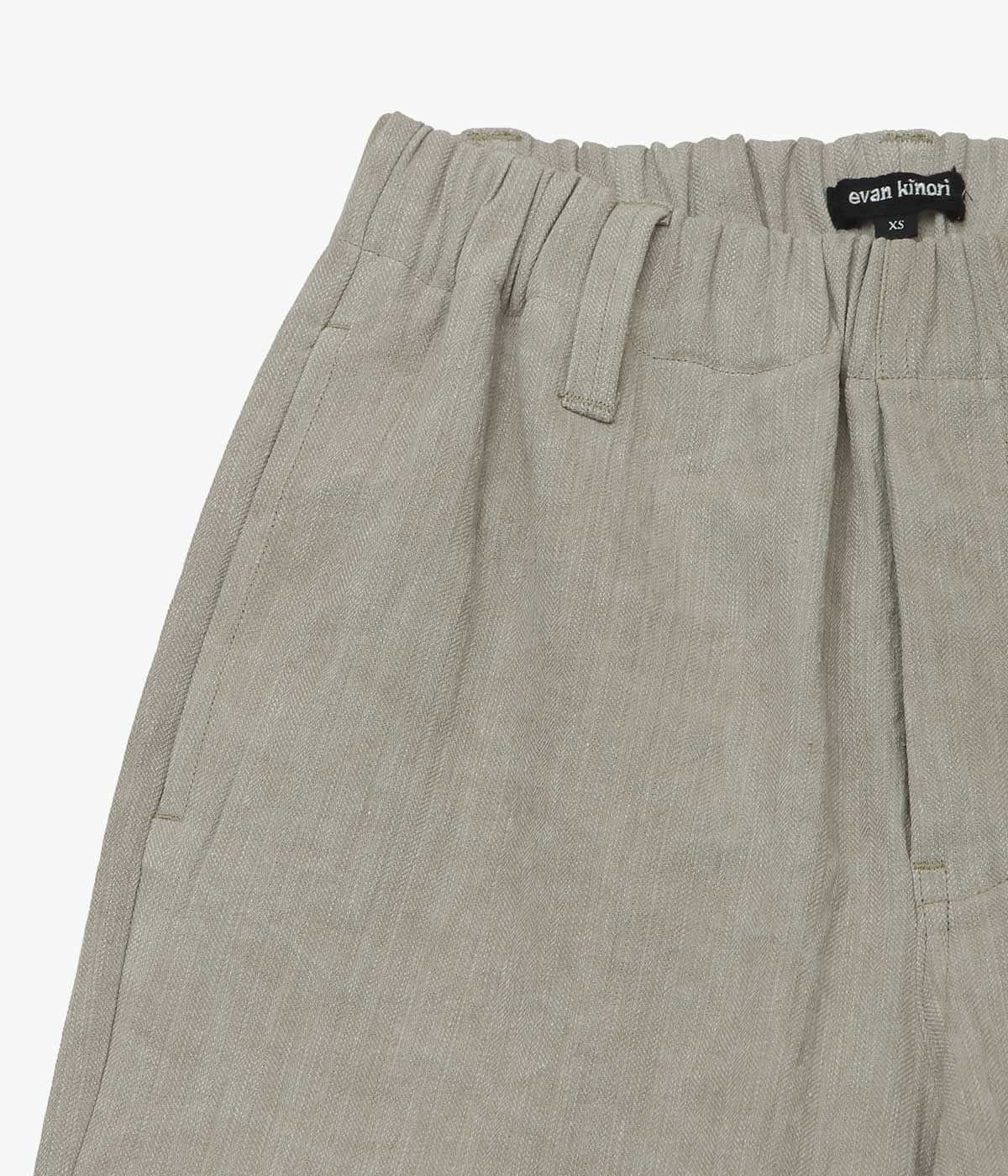 EVAN KINORI ''ELASTIC PANT｜LINEN/COTTON H-BONE'' (DARK BEIGE｜COLD DYE)