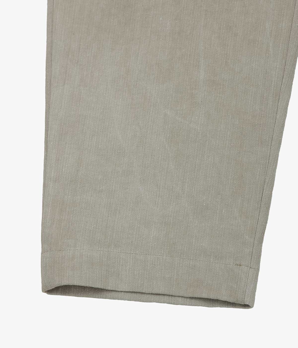 EVAN KINORI ''ELASTIC PANT｜LINEN/COTTON H-BONE'' (DARK BEIGE｜COLD DYE)