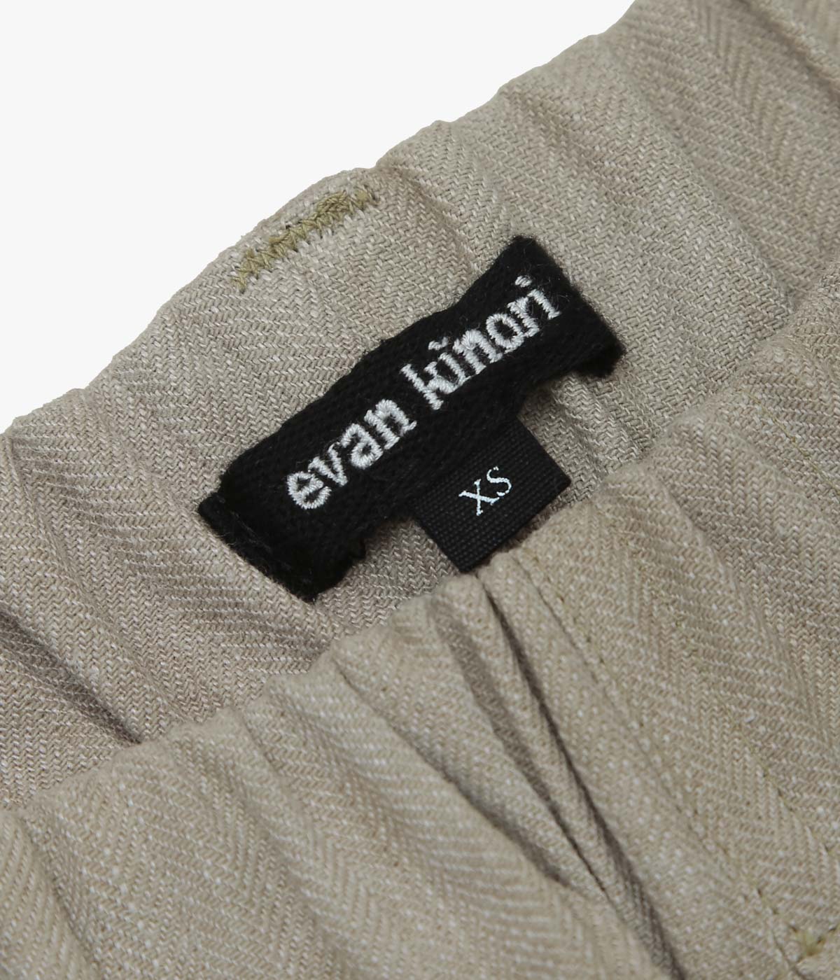 EVAN KINORI ''ELASTIC PANT｜LINEN/COTTON H-BONE'' (DARK BEIGE｜COLD DYE)