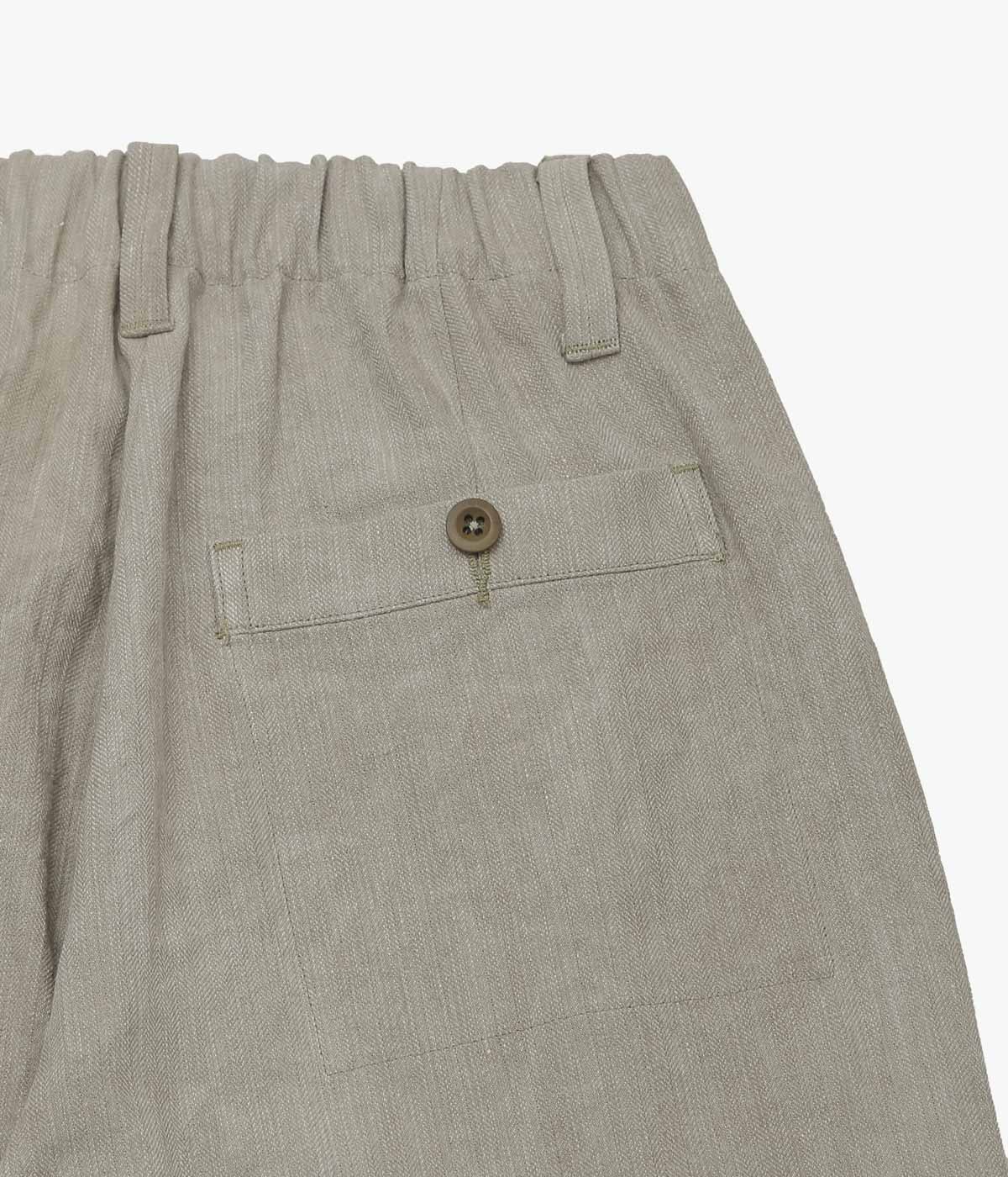 EVAN KINORI ''ELASTIC PANT｜LINEN/COTTON H-BONE'' (DARK BEIGE｜COLD DYE)