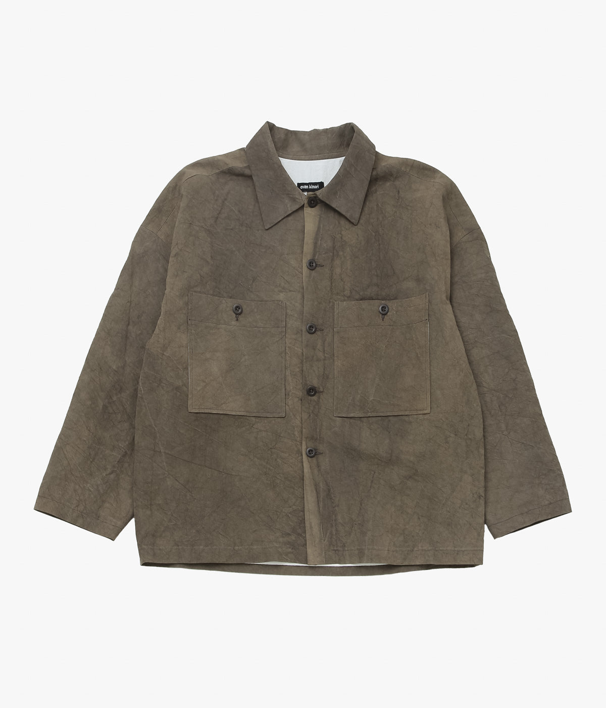 EVAN KINORI "FIELD SHIRT TWO | NATURAL DYE TWILL" (BROWN | PERSIMMON/IRON DYE)