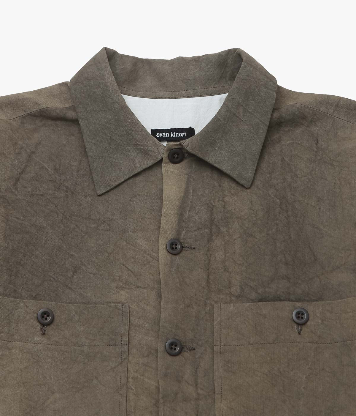 EVAN KINORI "FIELD SHIRT TWO | NATURAL DYE TWILL" (BROWN | PERSIMMON/IRON DYE)