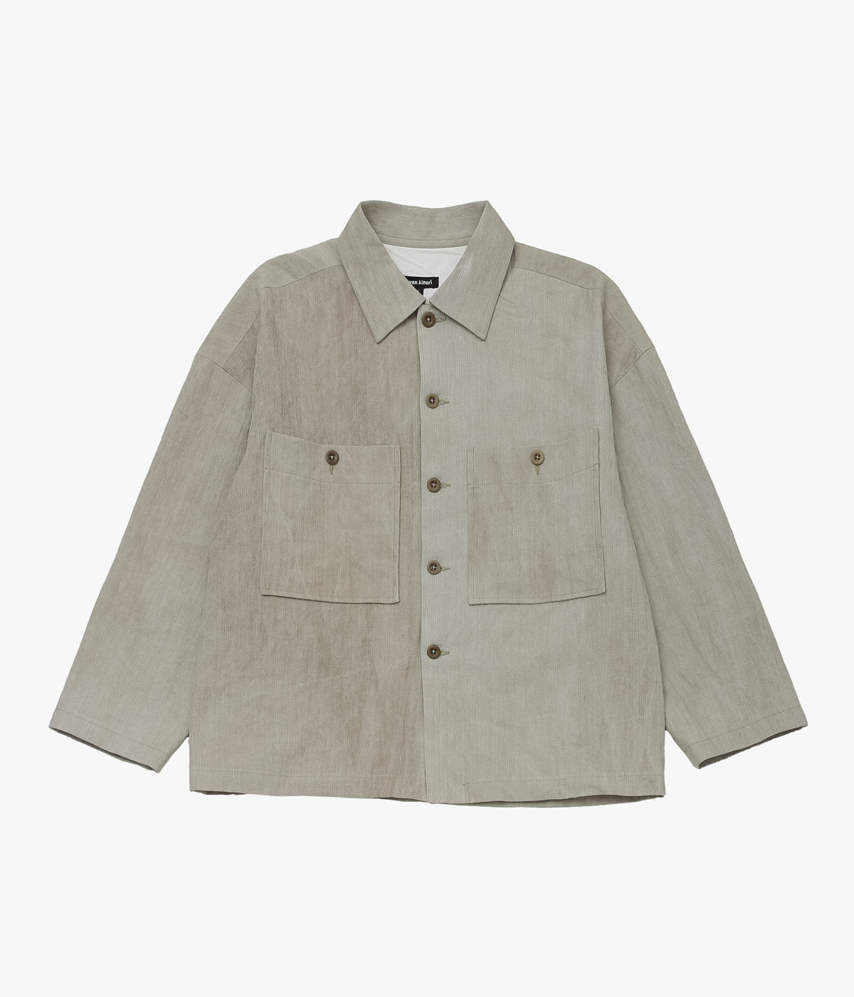 EVAN KINORI "FIELD SHIRT TWO｜LINEN/COTTON H-BONE" (DARK BEIGE｜COLD DYE)