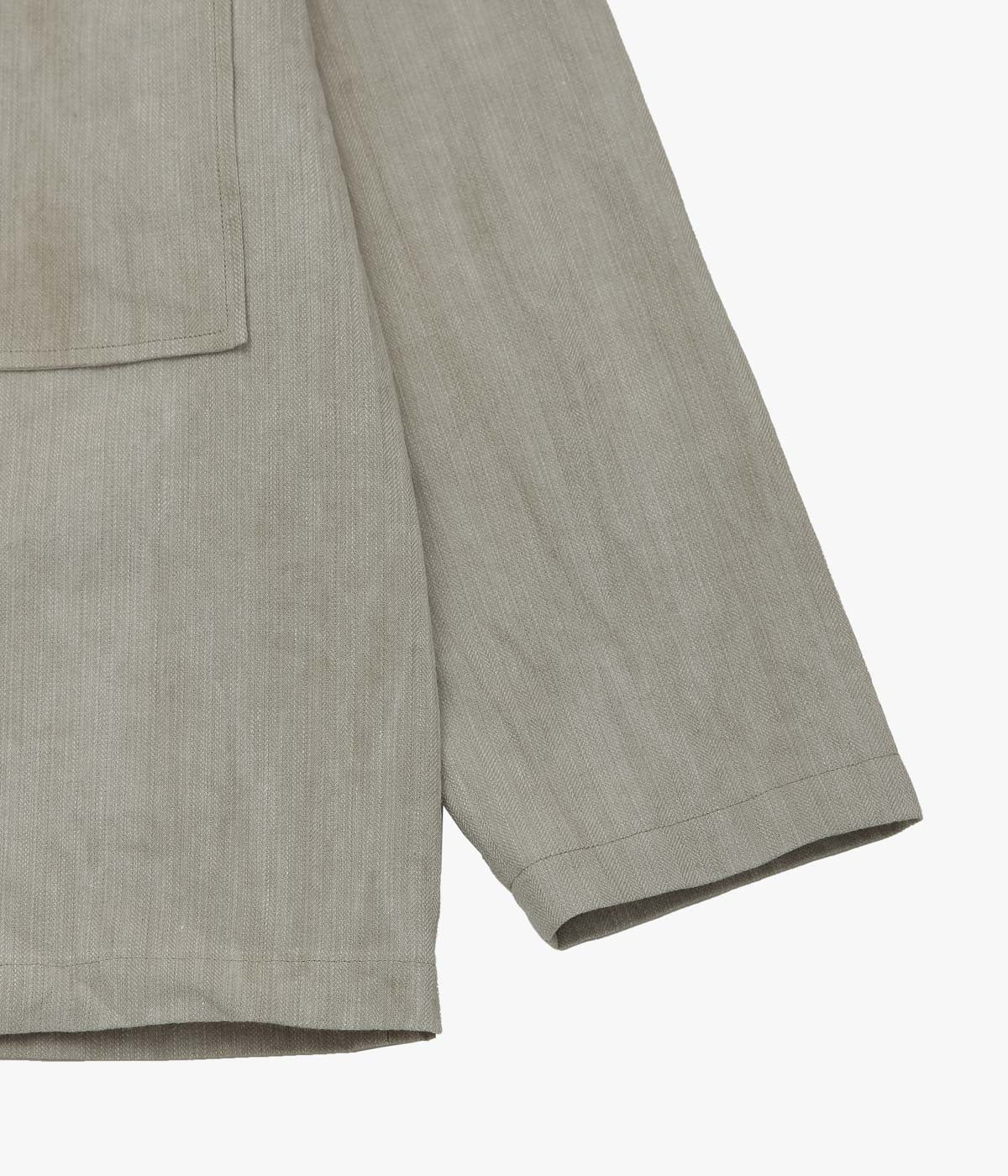 EVAN KINORI "FIELD SHIRT TWO｜LINEN/COTTON H-BONE" (DARK BEIGE｜COLD DYE)