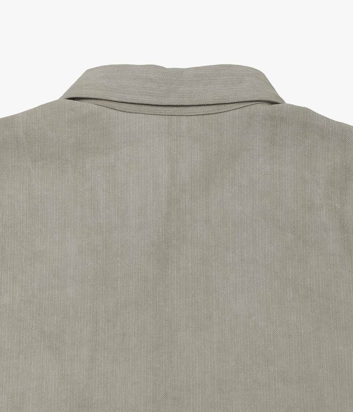 EVAN KINORI "FIELD SHIRT TWO｜LINEN/COTTON H-BONE" (DARK BEIGE｜COLD DYE)