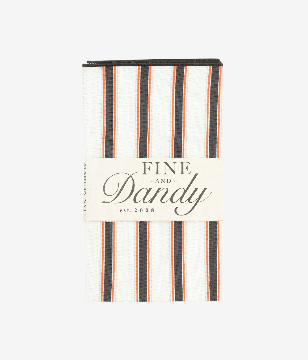 FINE AND DANDY "POCKET SQUARES (ORANGE/BLACK STRIPE)" (ORANGE/BLACK)