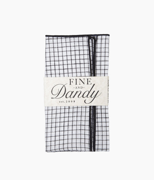 FINE AND DANDY ''POCKET SQUARES(TATTERSALL LINEN)'' (BLACK)