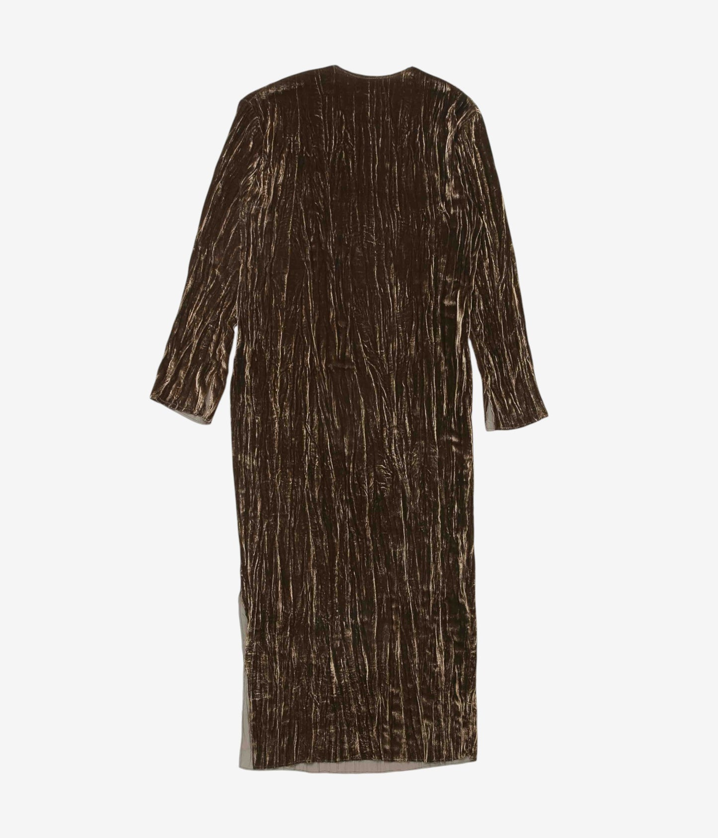 GABRIELA COLL GARMENTS "NO.125 SILK VELVET LONGSLEEVE DRESS" (BROWN)
