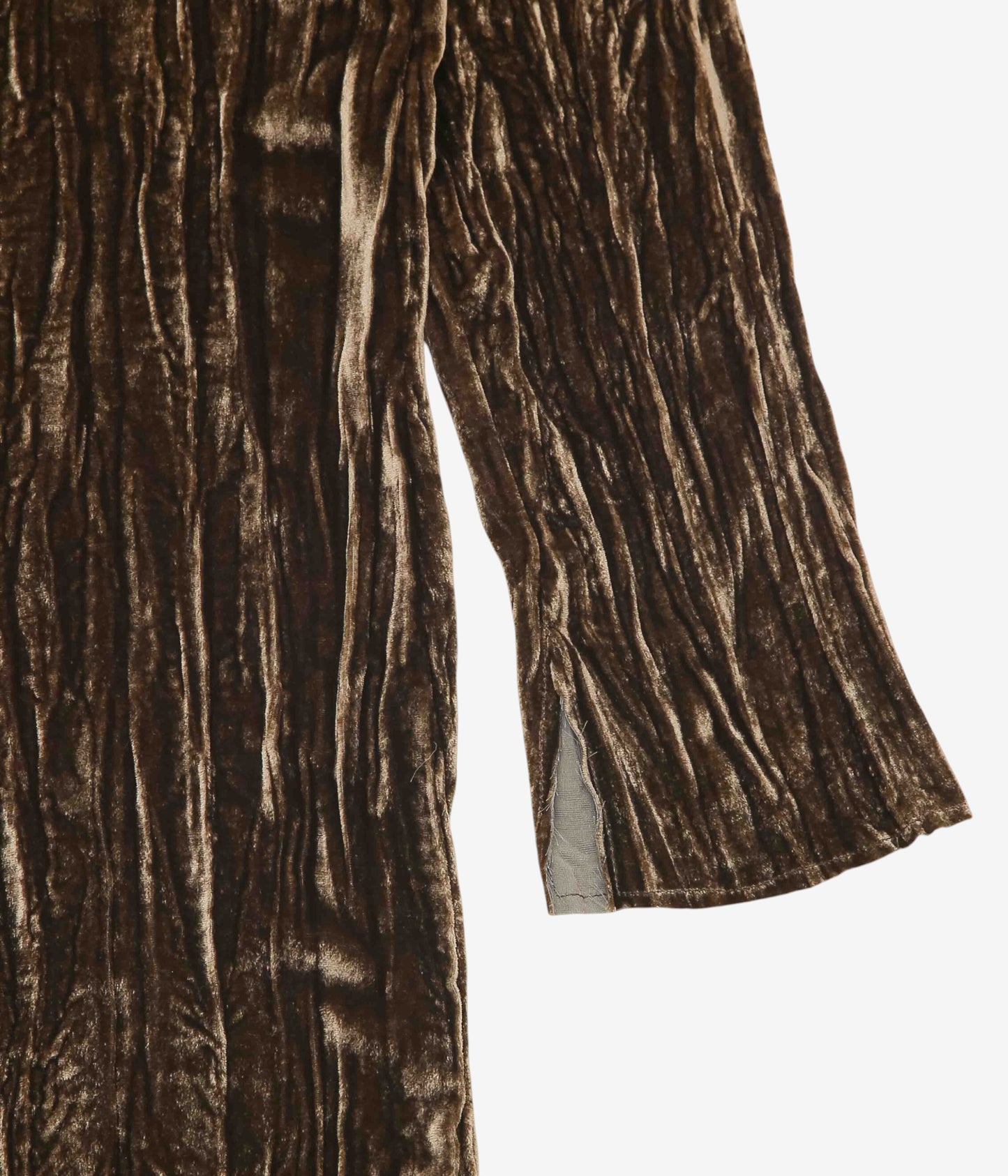 GABRIELA COLL GARMENTS "NO.125 SILK VELVET LONGSLEEVE DRESS" (BROWN)