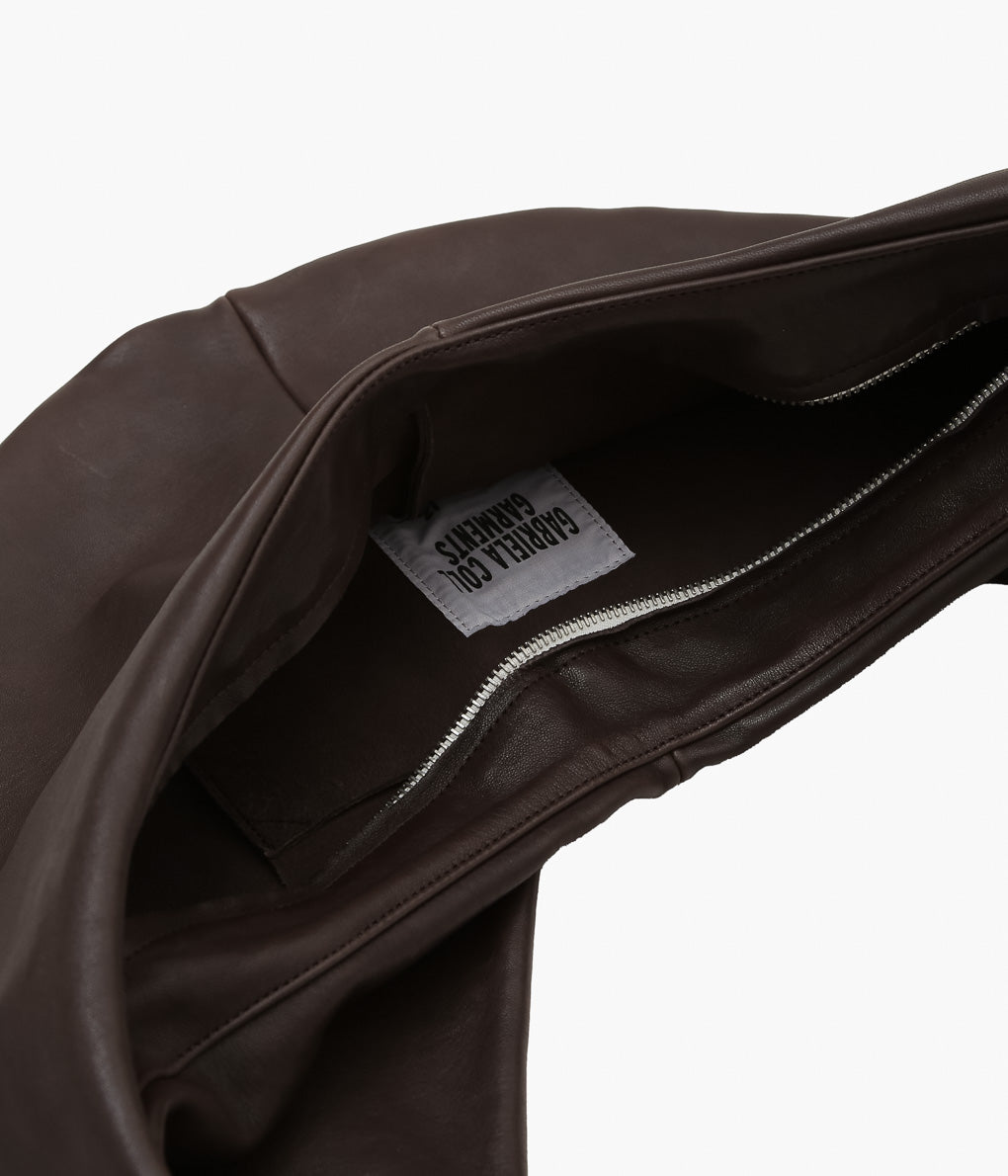 GABRIELA COLL GARMENTS ''NO.250 CROSSED LEATHER BAG'' (BROWN