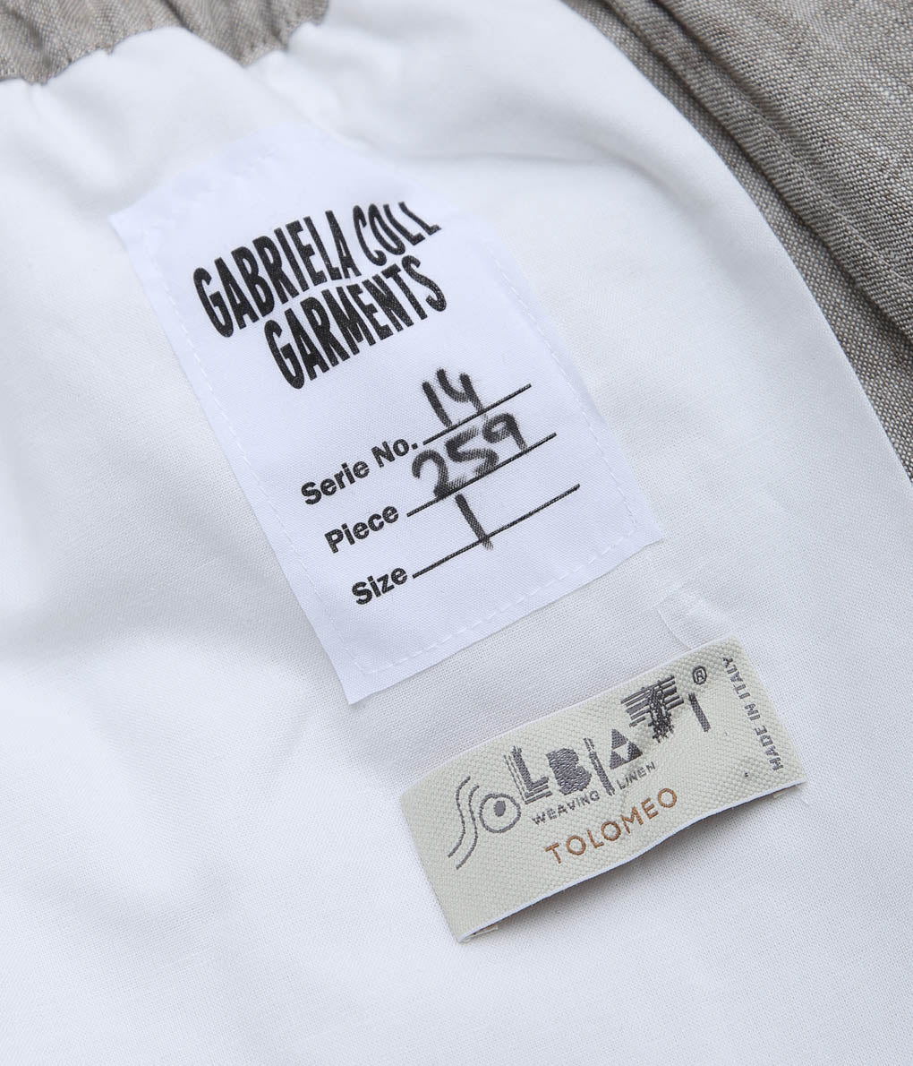 GABRIELA COLL GARMENTS ''NO.259 LINEN SHORT TROUSERS'' (GREY MELANGE)