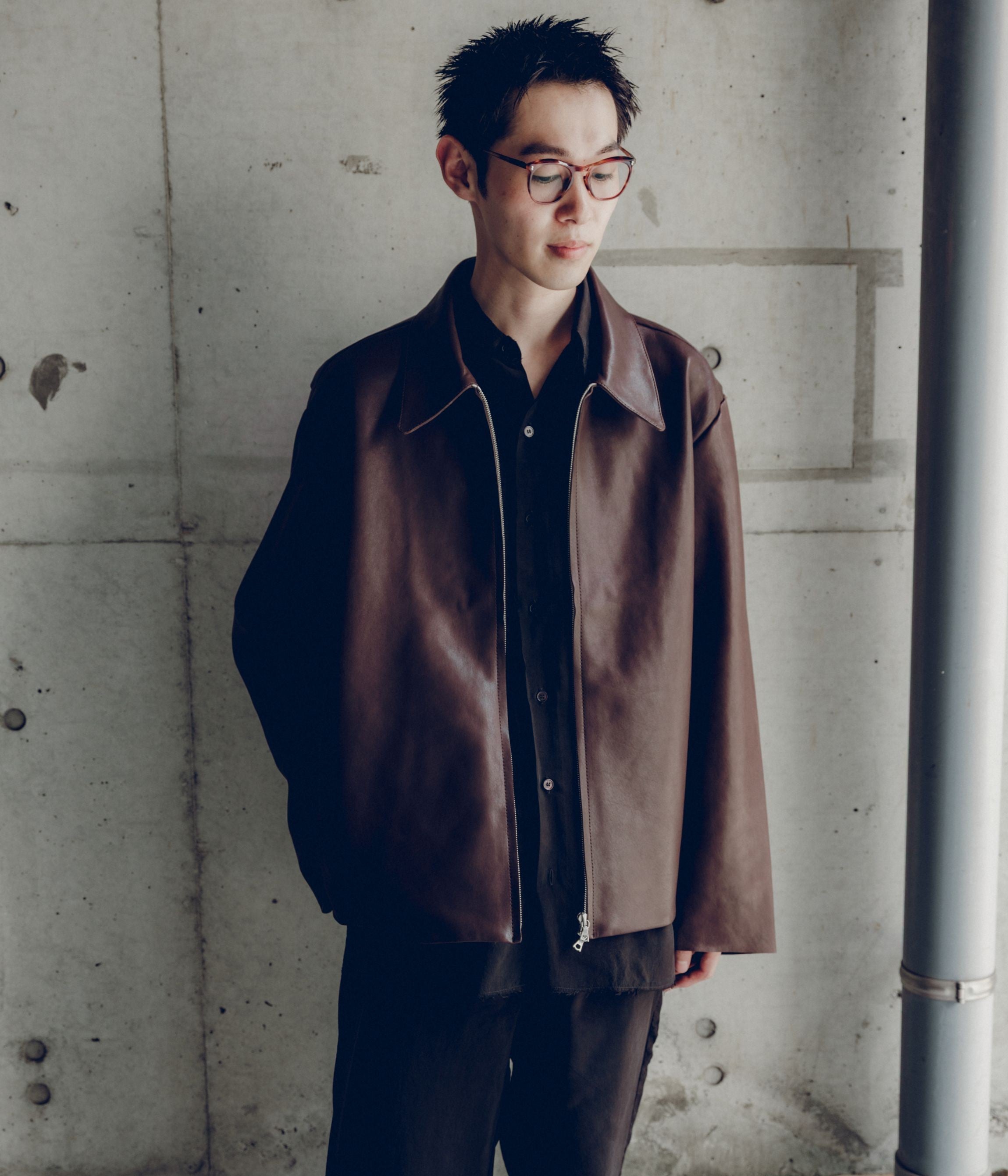 GABRIELA COLL GARMENTS ''NO.285 LEATHER POCKET JACKET'' (BROWN