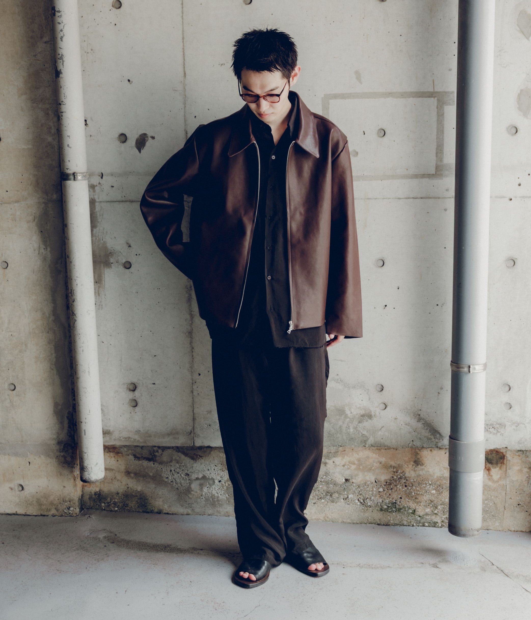 GABRIELA COLL GARMENTS ''NO.285 LEATHER POCKET JACKET'' (BROWN