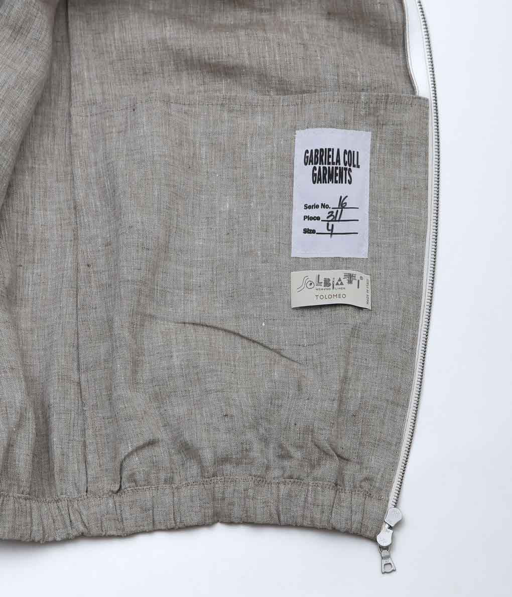 GABRIELA COLL GARMENTS ''NO.311 LINEN POCKET ZIPPER JACKET'' (GREY MELANGE)