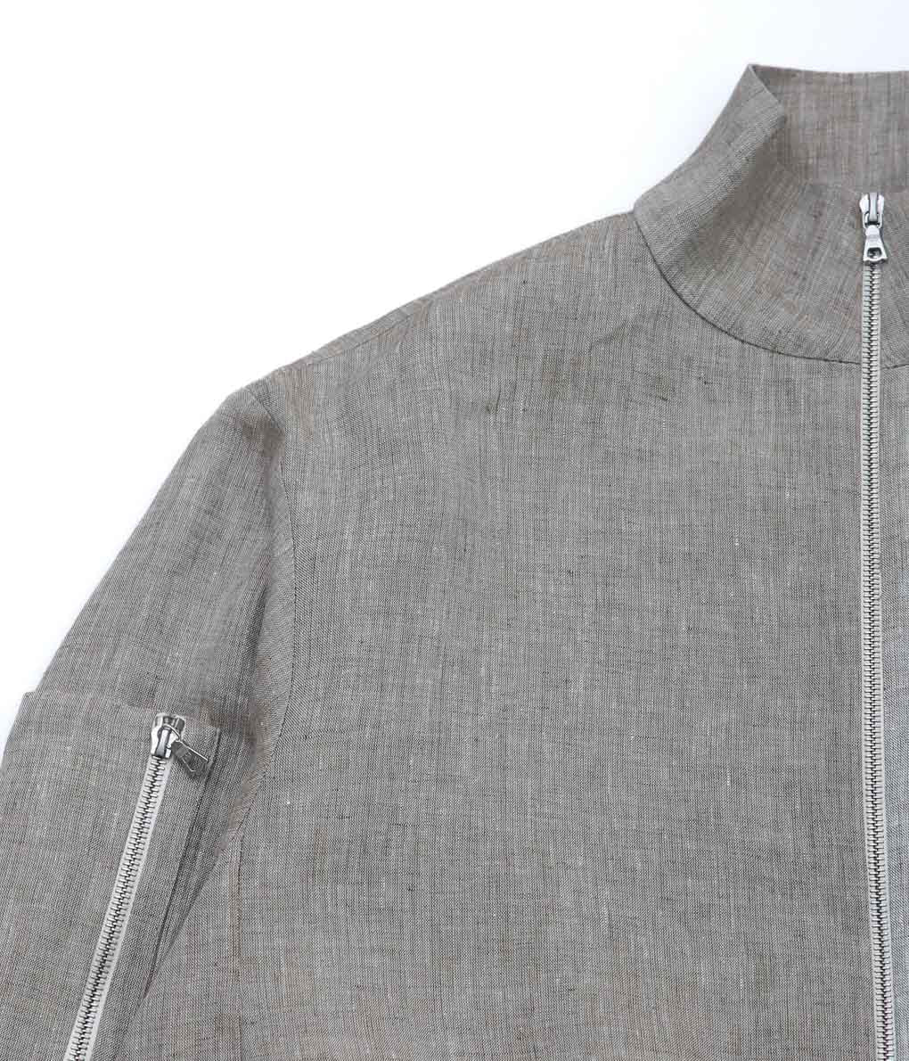 GABRIELA COLL GARMENTS ''NO.311 LINEN POCKET ZIPPER JACKET'' (GREY MELANGE)