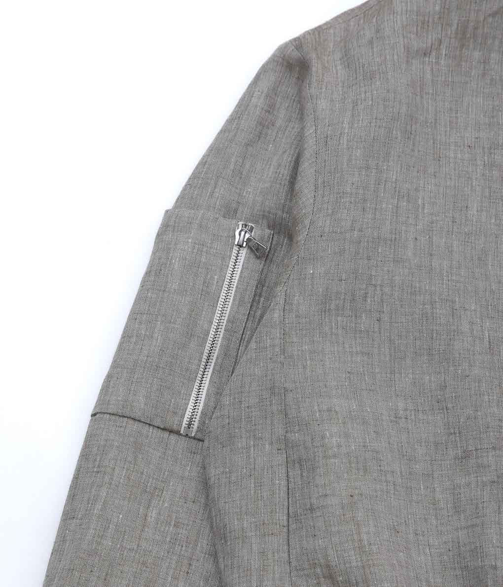 GABRIELA COLL GARMENTS ''NO.311 LINEN POCKET ZIPPER JACKET'' (GREY MELANGE)