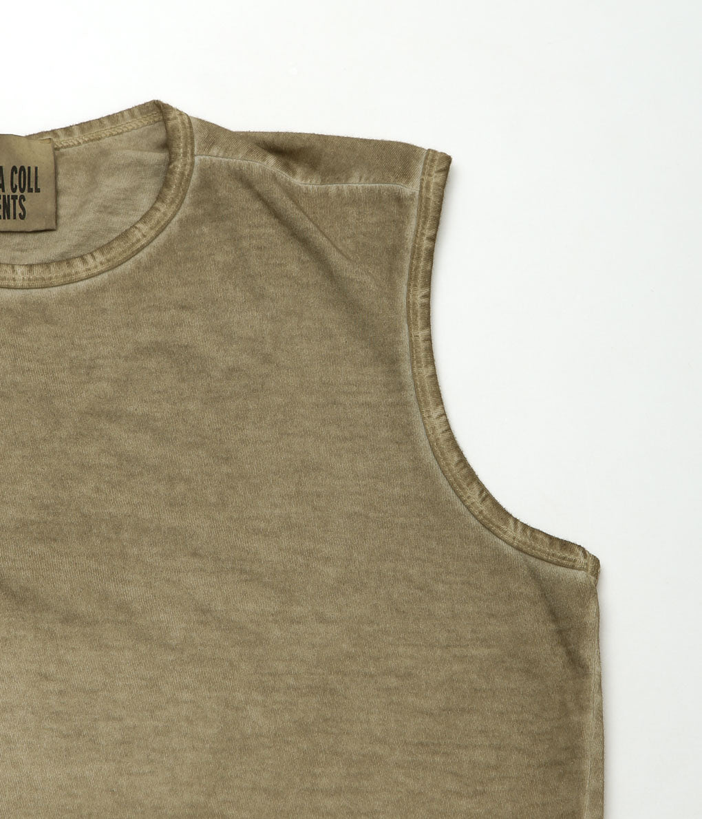 GABRIELA COLL GARMENTS ''NO.33 ORGANIC COTTON SLEEVELESS T-SHIRT'' (OFF GREEN)