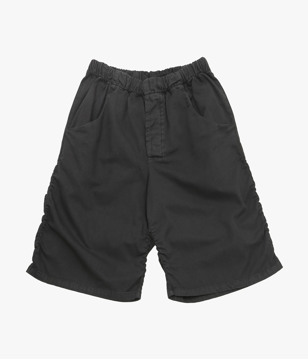 GABRIELA COLL GARMENTS ''NO.330 THIN CANVAS DRAPED SHORT TROUSERS'' (BLACK)