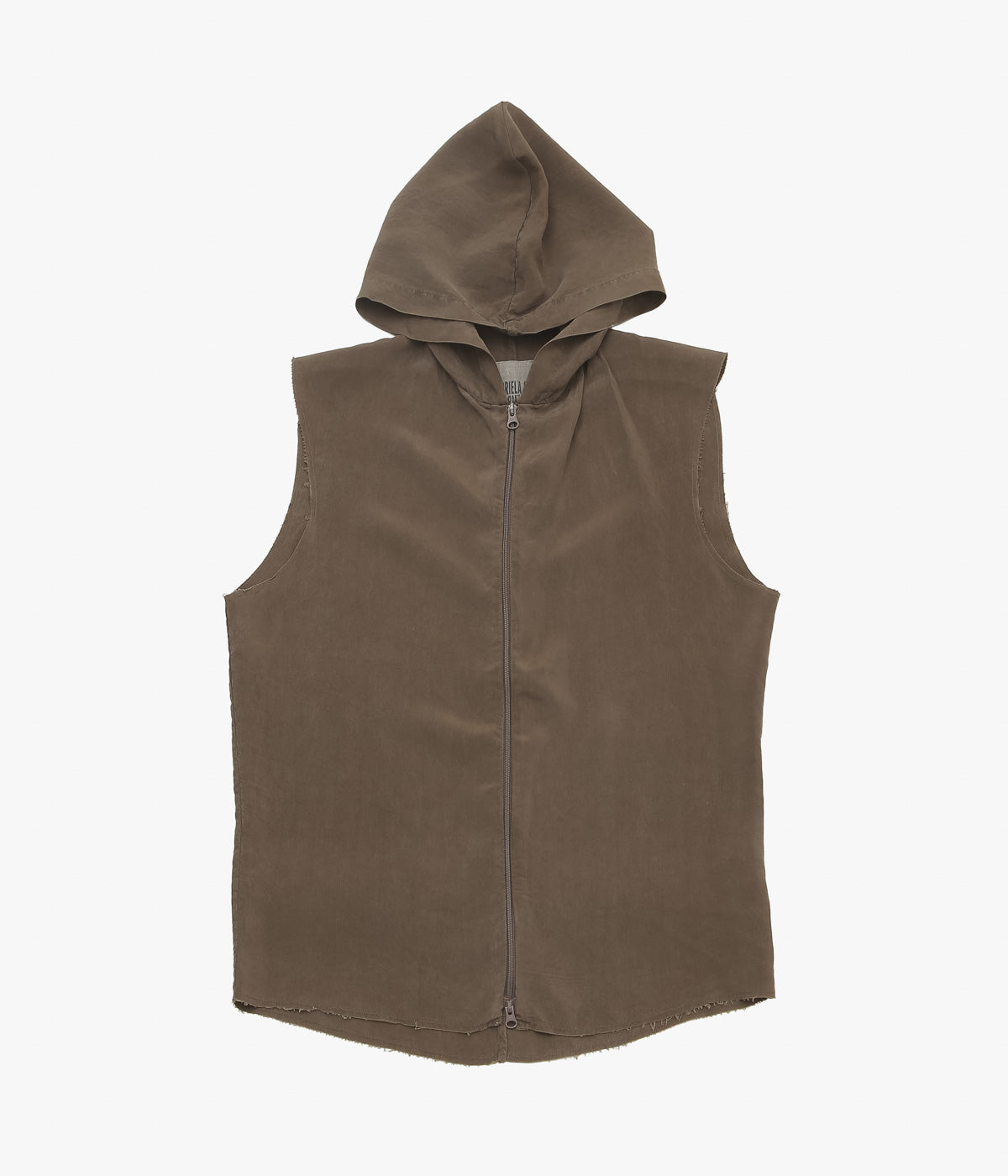 GABRIELA COLL GARMENTS ''NO.335 CUPRO SLEEVELESS HOODED ZIPPER TOP''(BROWN)