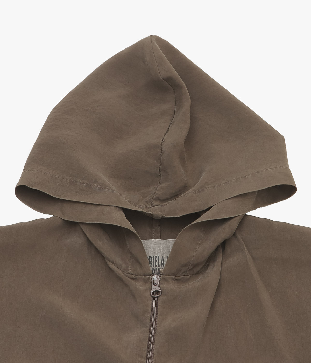 GABRIELA COLL GARMENTS ''NO.335 CUPRO SLEEVELESS HOODED ZIPPER TOP''(BROWN)