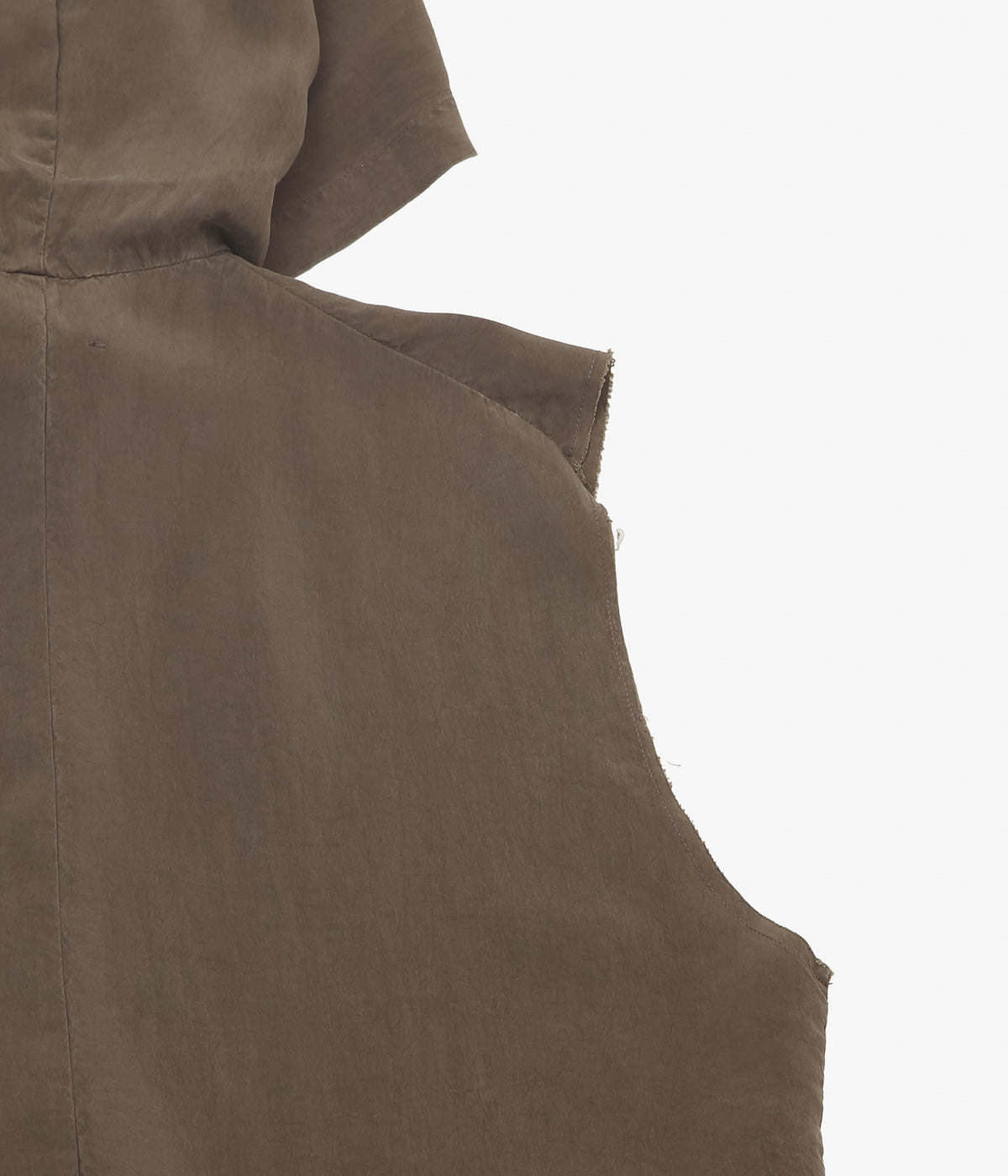 GABRIELA COLL GARMENTS ''NO.335 CUPRO SLEEVELESS HOODED ZIPPER TOP''(BROWN)