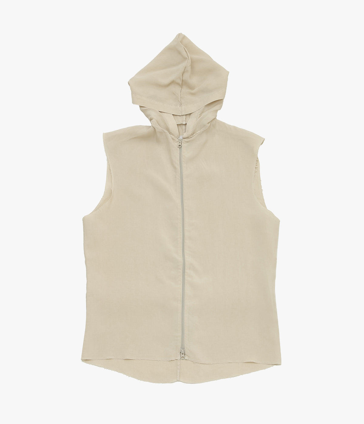 GABRIELA COLL GARMENTS ''NO.335 CUPRO SLEEVELESS HOODED ZIPPER TOP'' (STONE)