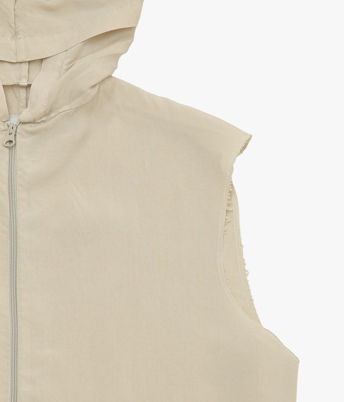 GABRIELA COLL GARMENTS ''NO.335 CUPRO SLEEVELESS HOODED ZIPPER TOP'' (STONE)