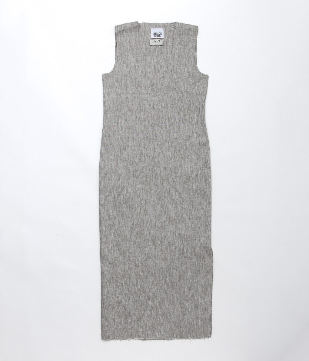 GABRIELA COLL GARMENTS ''NO.61 LINEN V-NECK DRESS ''(GREY MELANGE)