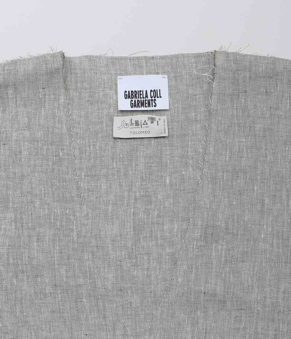 GABRIELA COLL GARMENTS ''NO.61 LINEN V-NECK DRESS ''(GREY MELANGE)